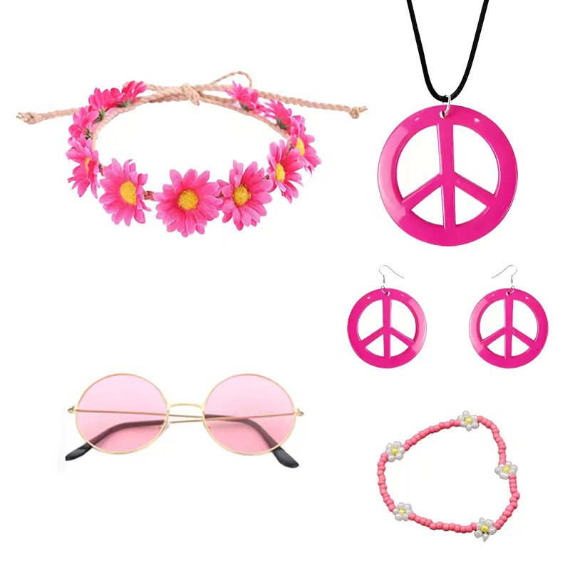 Women'S Accessories In The 60S - PESENAR Hippie Costume Accessories Set, Boho
