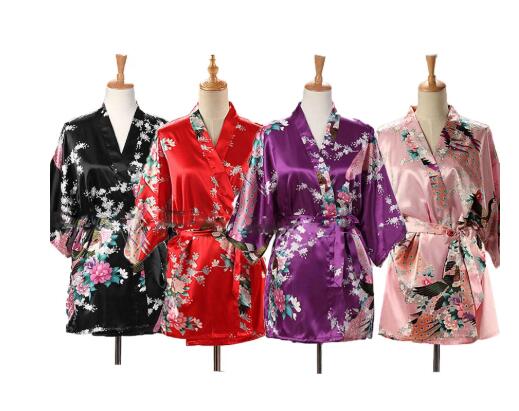 Women'S Kimono Accessories - Lace Up Woman Peacock Print Japanese