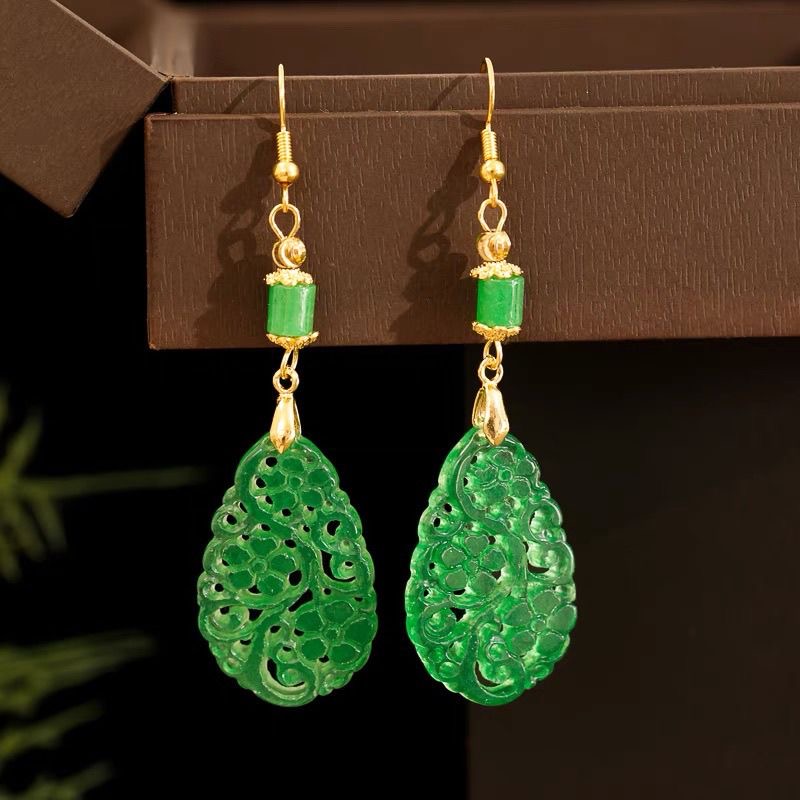 Women Accessories For Hand - 925 Silver Natural Green Jade Hollow