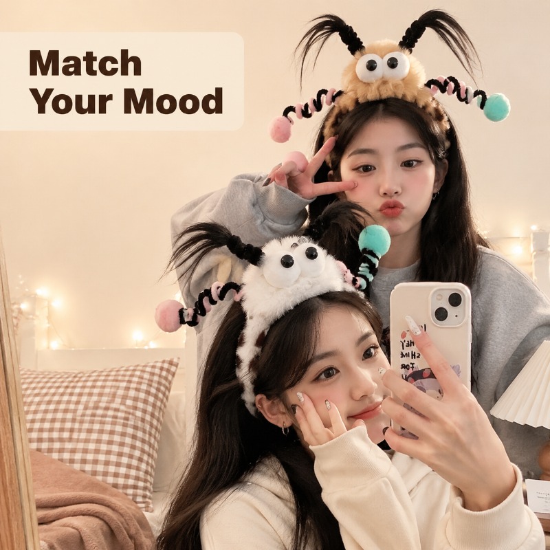 Women Accessories Online - Cute Fluffy Monster Eye Hairband Soft