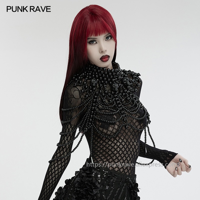 Women Accessories For Hand - PUNK RAVE Women's Gothic Skull Beaded