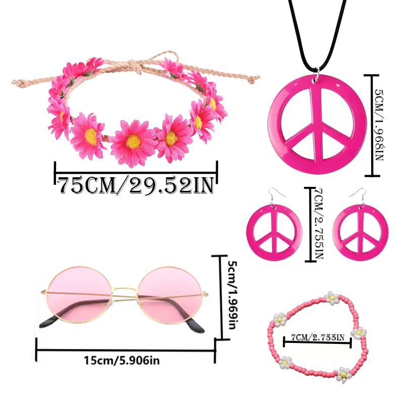 PESENAR Hippie Costume Accesso - Women'S Accessories In The 60S ulasan dan harga