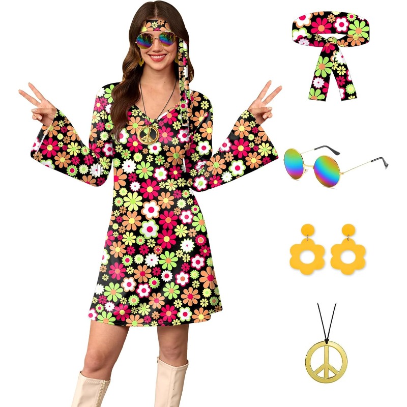 Women's 5 Pcs Halloween 70s Hi - Women'S Accessories In The 60S ulasan dan harga