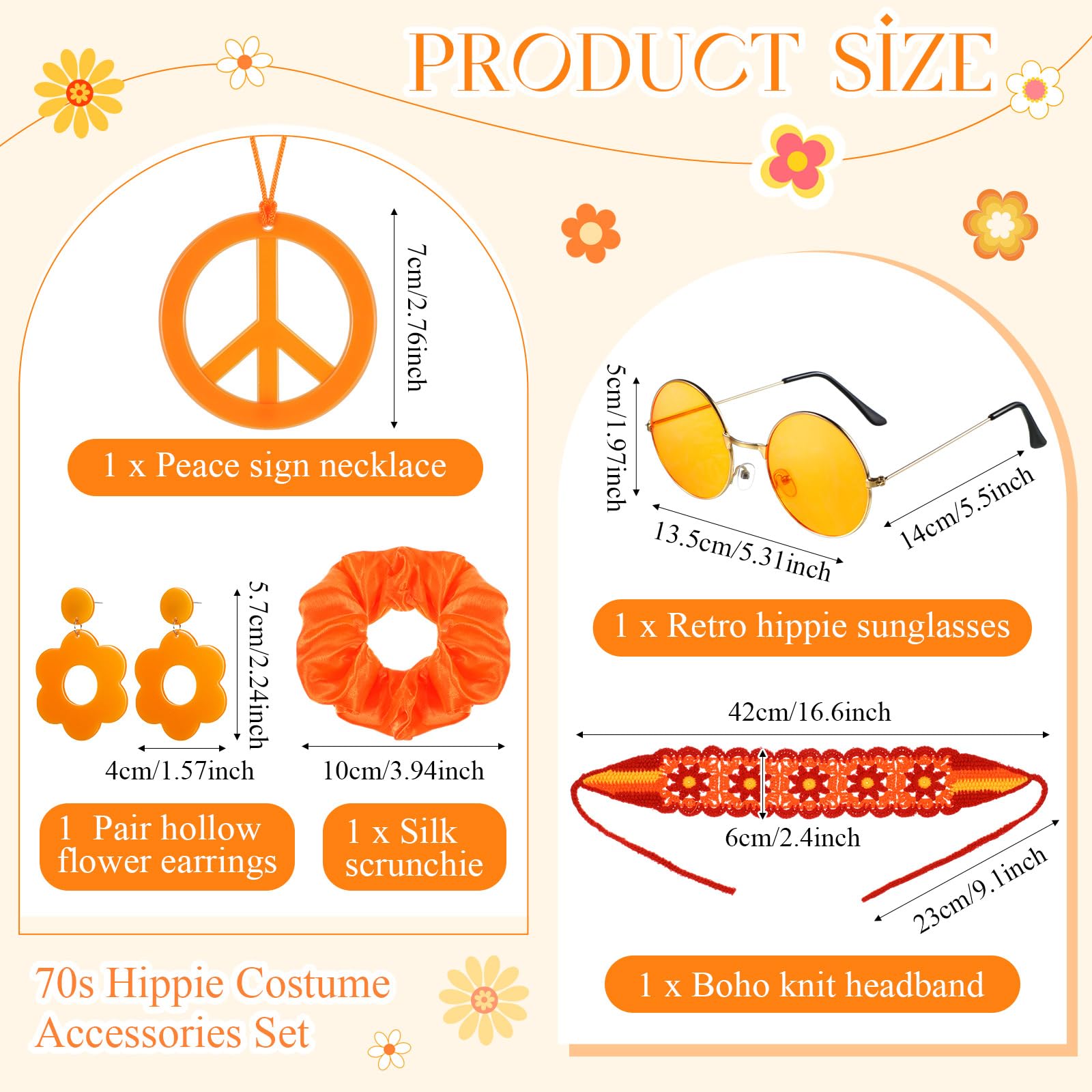 5 Pcs 60s 70s Hippie Accessori - Women'S Accessories In The 60S ulasan dan harga