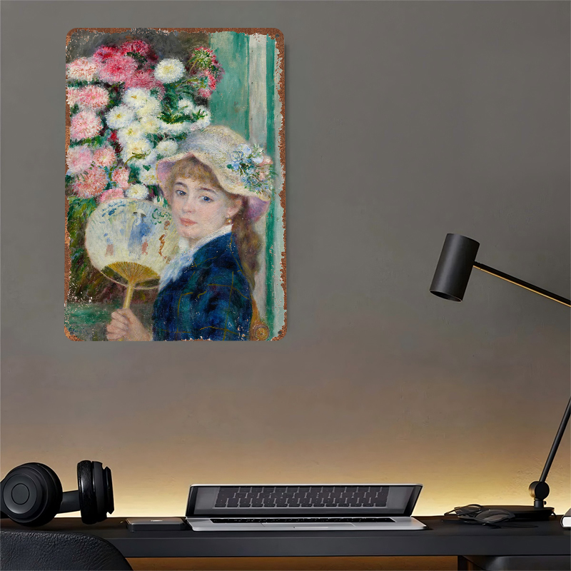 Young Woman With Fan and Flowe - Women Accessories Poster ulasan dan harga