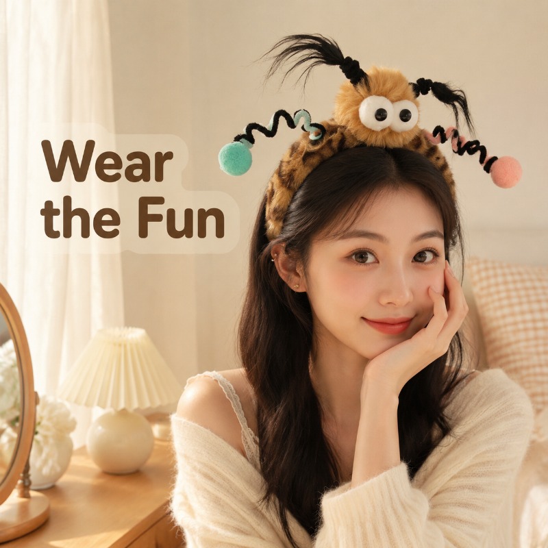 Cute Fluffy Monster Eye Hairba - Women Accessories Online ulasan dan harga